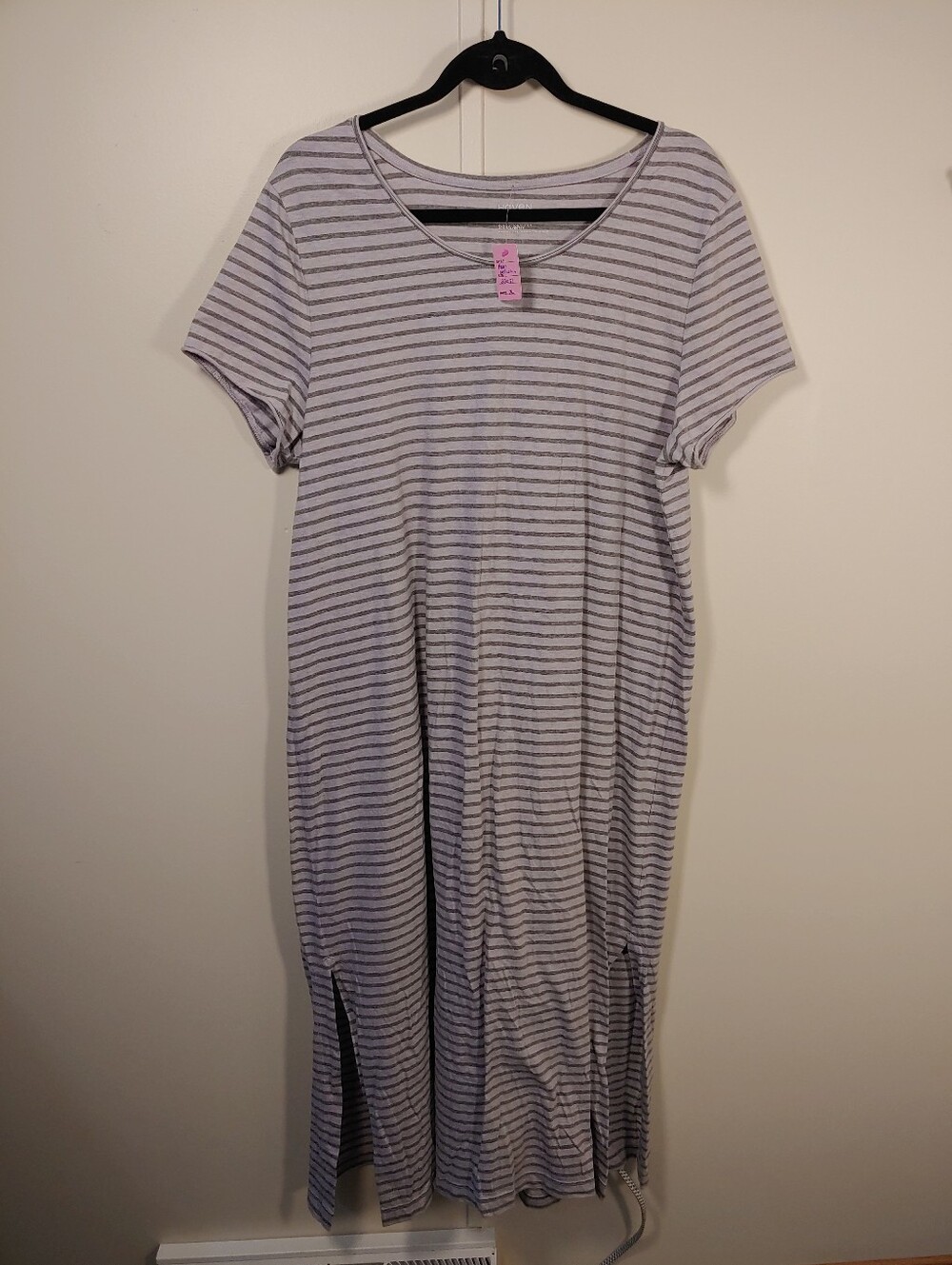 Haven Well Within XL Purple & Heather Grey Short Sleeve Striped Nightgown